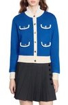 Sandro Murcie Two-tone Cardigan In Blue