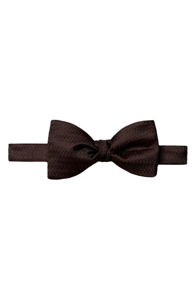 Eton Red Herringbone Silk Bow Tie In Medium Red