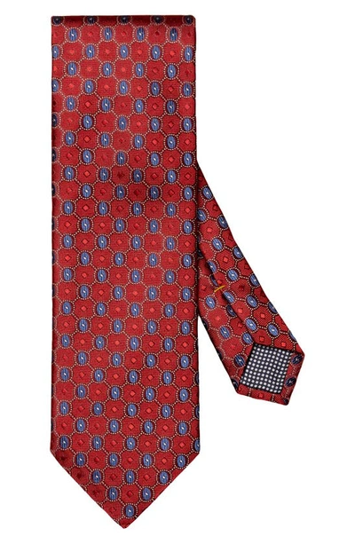 Eton Oval Medallion Silk Tie In Medium Red