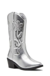 Steve Madden Kids' Jcalado Western Boot In Silver Metallic