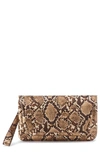 Hobo Lauren Leather Wristlet In Golden Snake