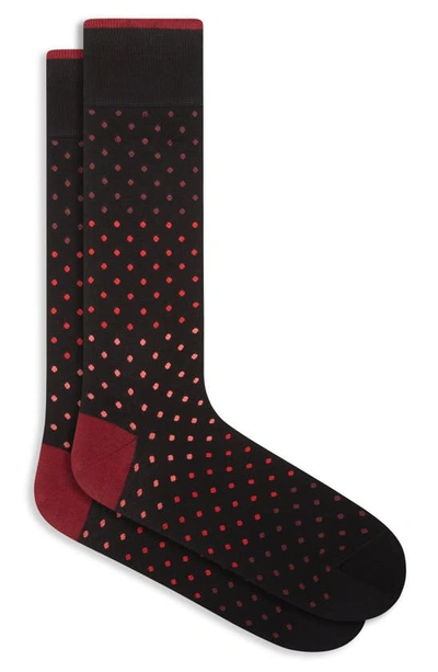 Bugatchi Dot Mercerized Cotton Blend Socks In Ruby