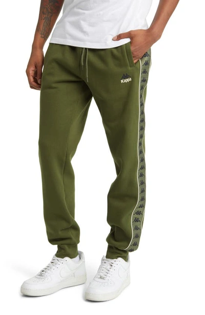 Kappa 222 Banda Braxas Omini Logo Tape Brushed Fleece Joggers In Green Cypress