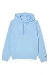Lacoste Relaxed Fit Logo Patch Hoodie In Blue Panorama