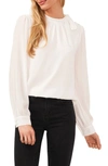 Cece Button Detail Tie Neck Blouse In New Ivory