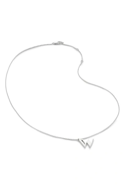 Monica Vinader Initial Pendant Necklace In Sterling Silver - W