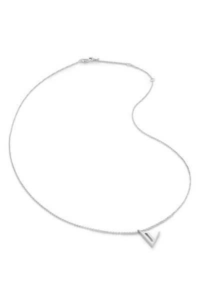 Monica Vinader Initial Pendant Necklace In Sterling Silver - V