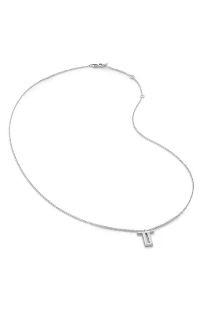 Monica Vinader Initial Pendant Necklace In Sterling Silver - T