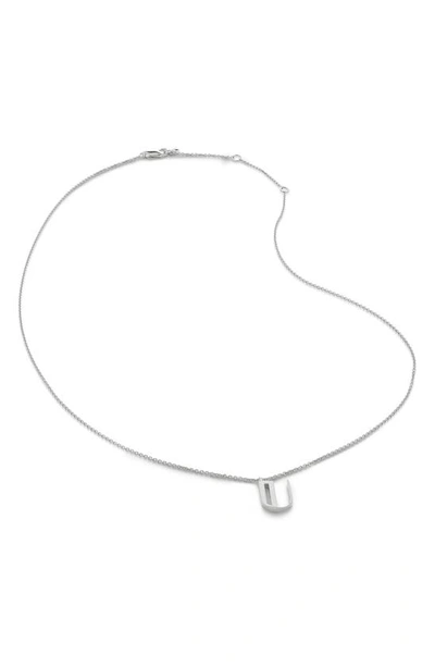 Monica Vinader Initial Pendant Necklace In Sterling Silver - U