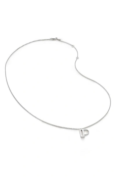 Monica Vinader Initial Pendant Necklace In Sterling Silver - P