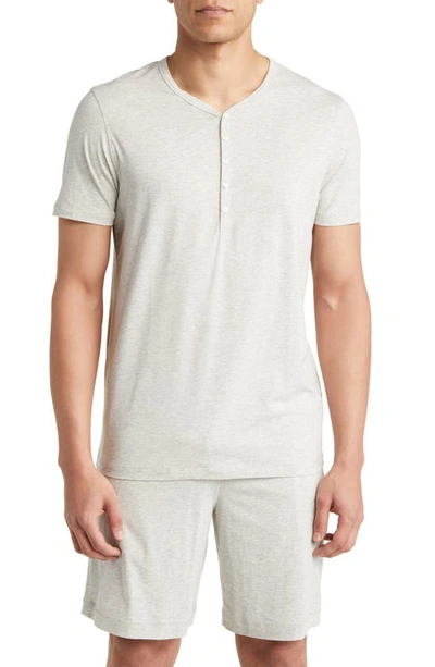 Daniel Buchler Henley Pyjama T-shirt In Grey