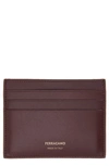 Ferragamo Classic Leather Card Case In Dark Barolo