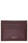 Ferragamo Classic Leather Card Case In Dark Barolo Nero