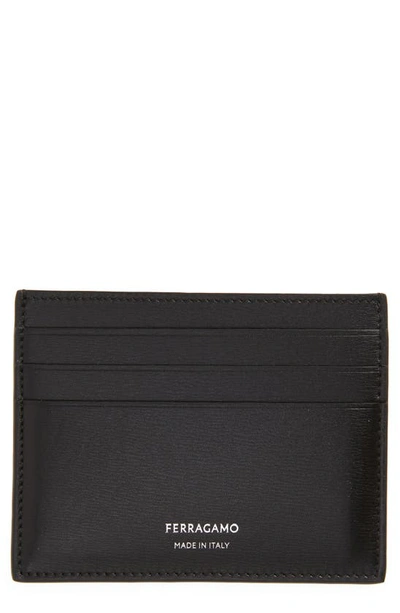 Ferragamo Classic Leather Card Case In Nero.