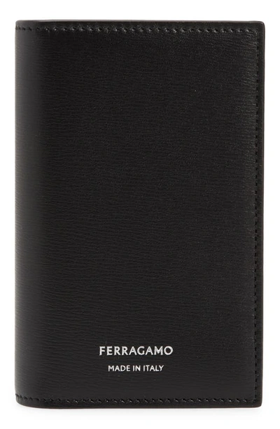 Ferragamo Classic Leather Passport Wallet In Black
