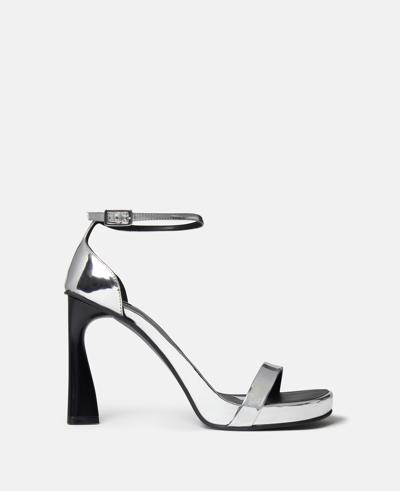 Stella Mccartney 100mm Elsa Metallic Sandals In Silver