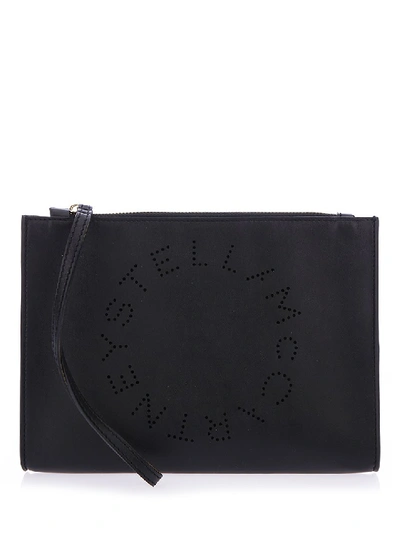 Stella Mccartney Stella Logo Clutch Bag In Black