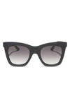 Diff 50mm Talia Square Sunglasses In Matte Black