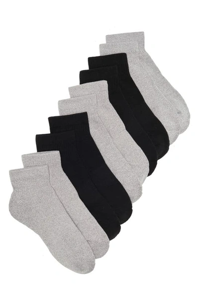 Nordstrom 5-pack Ankle Socks In Light Heather Grey -black