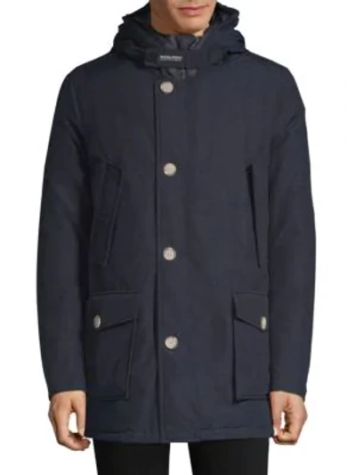 Woolrich Arctic Hooded Parka In Melton Blue