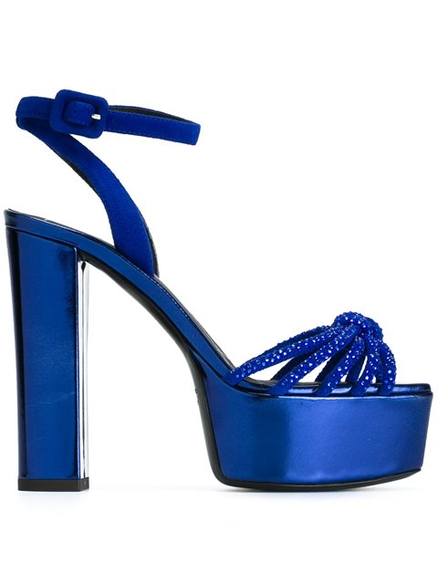 Giuseppe Zanotti Knot Platform Sandals In Blue | ModeSens