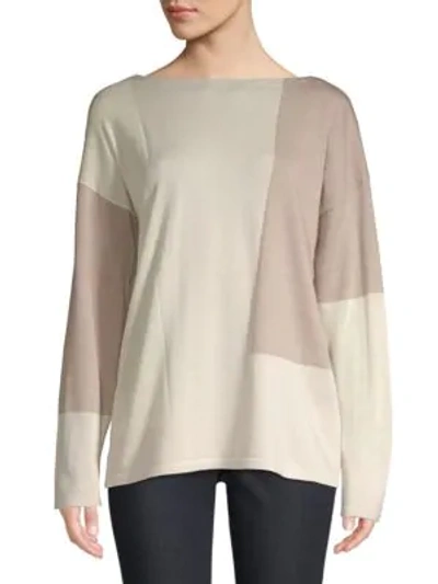 Lafayette 148 Wool Colorblock Sweater In Raffia