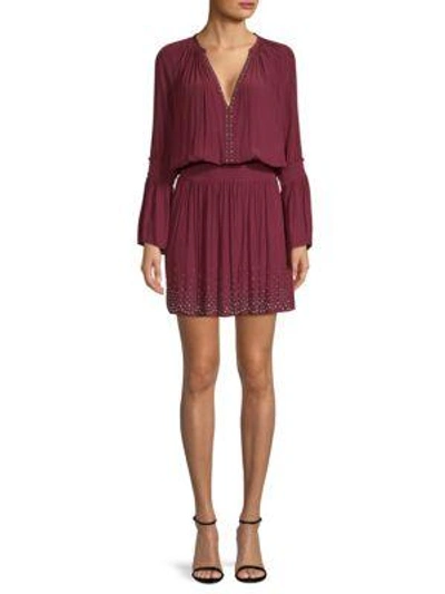 Ramy Brook Izzie Studded Blouson Dress In Red