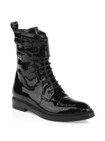 Paul Andrew Landrey Patent Combat Boots In Black