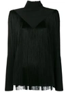 Givenchy Fringed Silk Crepe De Chine Turtleneck Blouse In Black