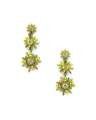 Elizabeth Cole Sunrise Crystal Drop Earrings In Yellow