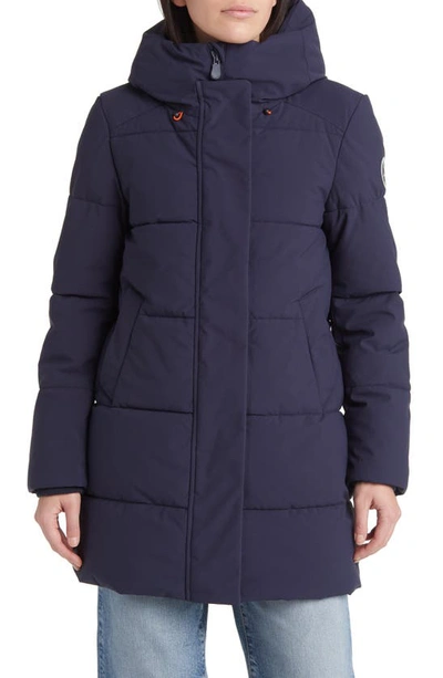 Save The Duck Bethany Water Repellent Hooded Quilted Parka In Blue Black