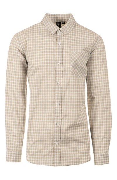 Burnside Plaid Stretch Poplin Button-down Shirt In Grey/white Gingham