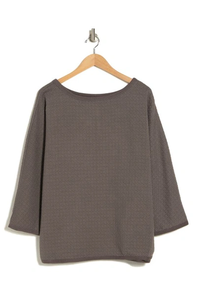 Max Studio Waffle Knit Top In Charcoal