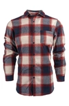Burnside Plaid Flannel Long Sleeve Button-up Shirt In Crimson/ Ecru