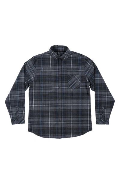 Burnside Plaid Flannel Long Sleeve Button-up Shirt In Charcoal