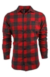 Burnside Plaid Flannel Long Sleeve Button-up Shirt In Red/ Heather Black