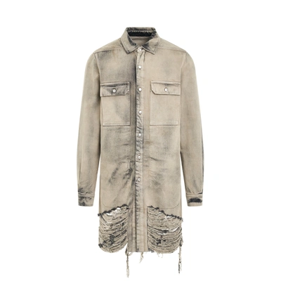 Rick Owens Outershirt In 58 Mineral Fringed In Grey