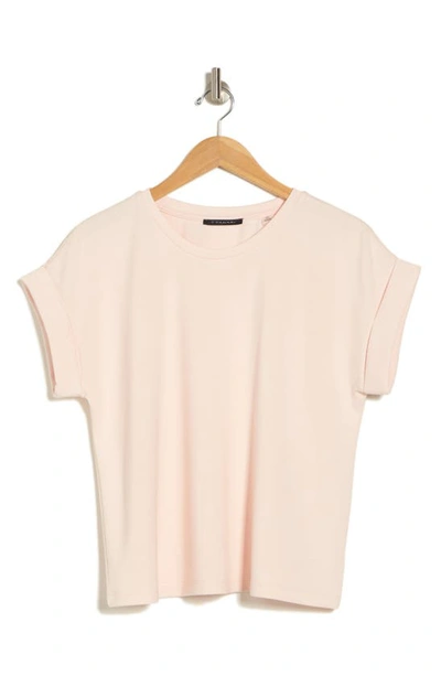 T Tahari Roll Sleeve Scuba Top In Pink Cloud