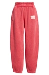 Alexander Wang Puff Logo Structured Terry Sweatpants In Red