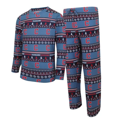 Concepts Sport Men's  Navy Cleveland Guardians Knit Ugly Sweater Long Sleeve Top And Pants Set