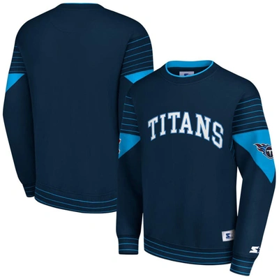 Starter Navy Tennessee Titans Face-off Pullover Sweatshirt