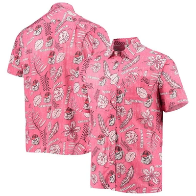 Wes & Willy Red Georgia Bulldogs Vintage Floral Button-up Shirt