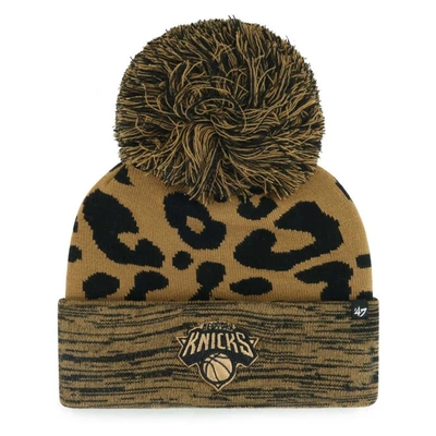 47 ' Leopard New York Knicks Rosette Cuffed Knit Hat With Pom