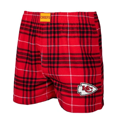 Concepts Sport Men's  Red, Black Kansas City Chiefs Concord Flannel Boxers In Red,black
