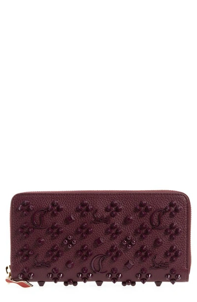 Christian Louboutin Panettone Spiked Calfskin Wallet In L081 Merlot/ Merlot