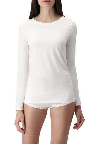 Oroblu Perfect Line Satin Trim Cotton & Modal Blend T-shirt In White