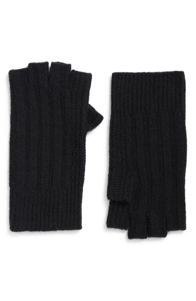 Nordstrom Wool & Cashmere Blend Fingerless Gloves In Black Rock