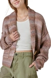 Lucky Brand Toggle Front Stripe Cardigan In Taupe Multi