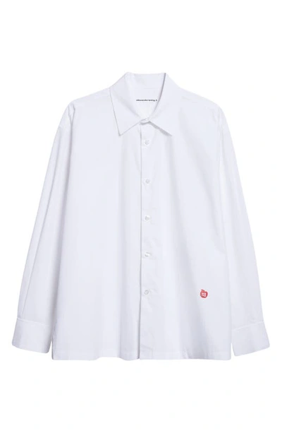 Alexander Wang Apple Patch Cotton Button-up Shirt In White