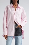 Alexander Wang Apple Patch Cotton Button-up Shirt In Light Pink